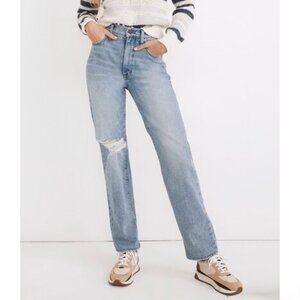 Madewell Denim The Perfect Vintage Straight Jeans Distressed Reinhart Blue 26